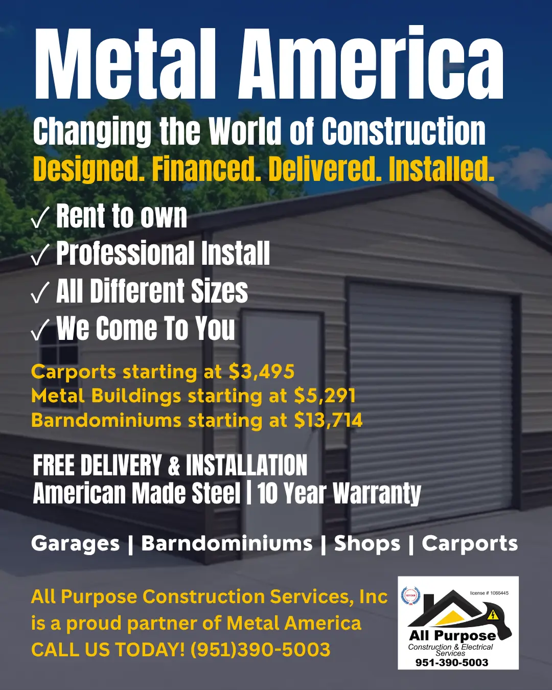 Proud to work with Metal America - All American Steel, 100% American Made